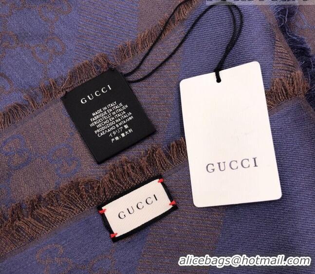 Famous Brand Gucci GG Wool Silk Square Scarf 140cm 0309 Purple/Brown 2023