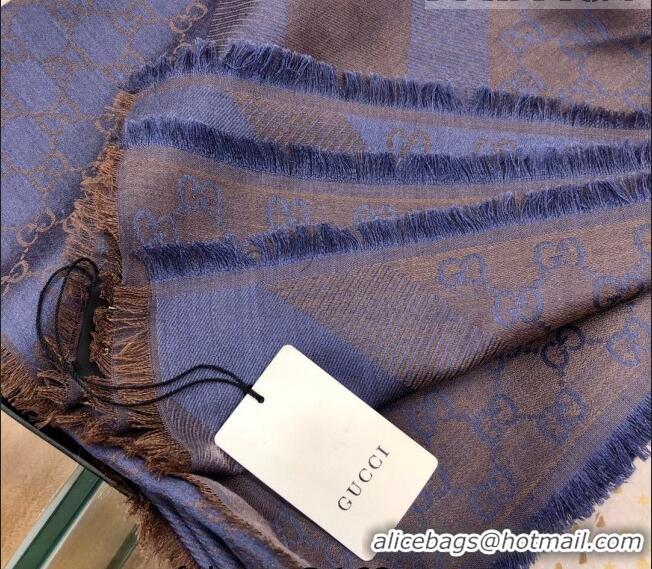 Famous Brand Gucci GG Wool Silk Square Scarf 140cm 0309 Purple/Brown 2023