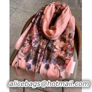 Low Price Gucci Cashmere Flora Print GG Scarf 110x200cm 0408 Pink 2023