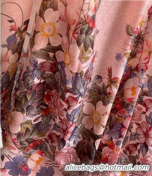 Low Price Gucci Cashmere Flora Print GG Scarf 110x200cm 0408 Pink 2023