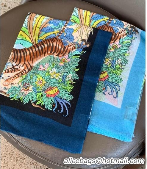 Super Quality Gucci Tiger Cashmere Long Scarf 100x200cm 8032 Light Blue 2023