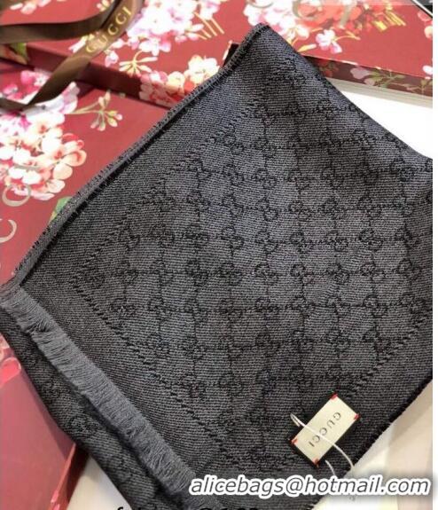 Promotional Gucci GG Wool Long Scarf 25x180cm 0628 Black/Grey 2023