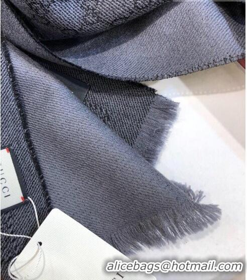 Promotional Gucci GG Wool Long Scarf 25x180cm 0628 Black/Grey 2023