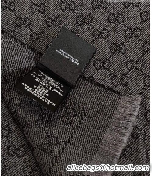 Promotional Gucci GG Wool Long Scarf 25x180cm 0628 Black/Grey 2023