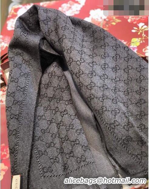 Promotional Gucci GG Wool Long Scarf 25x180cm 0628 Black/Grey 2023