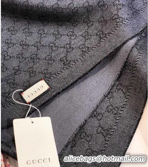 Promotional Gucci GG Wool Long Scarf 25x180cm 0628 Black/Grey 2023