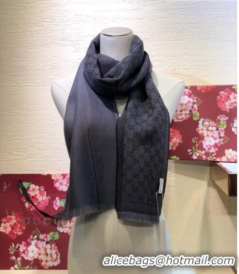 Promotional Gucci GG Wool Long Scarf 25x180cm 0628 Black/Grey 2023