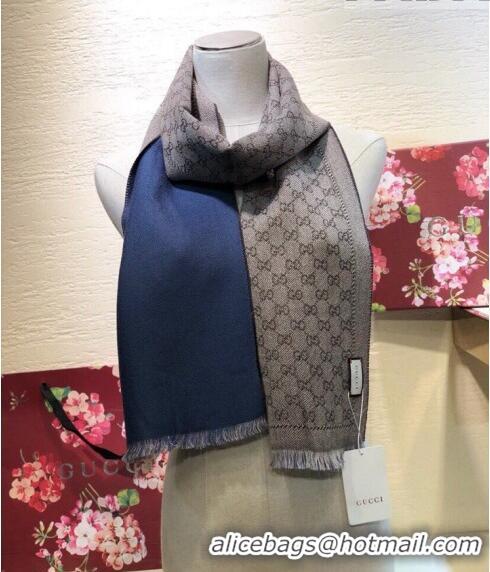 Top Grade Gucci GG Wool Long Scarf 25x180cm 0628 Navy Blue 2023