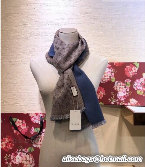 Top Grade Gucci GG Wool Long Scarf 25x180cm 0628 Navy Blue 2023