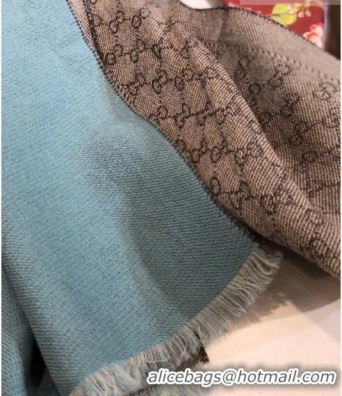 Top Design Gucci GG Wool Long Scarf 25x180cm 0628 Light Blue 2023