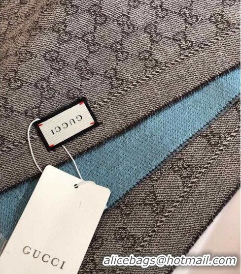 Top Design Gucci GG Wool Long Scarf 25x180cm 0628 Light Blue 2023