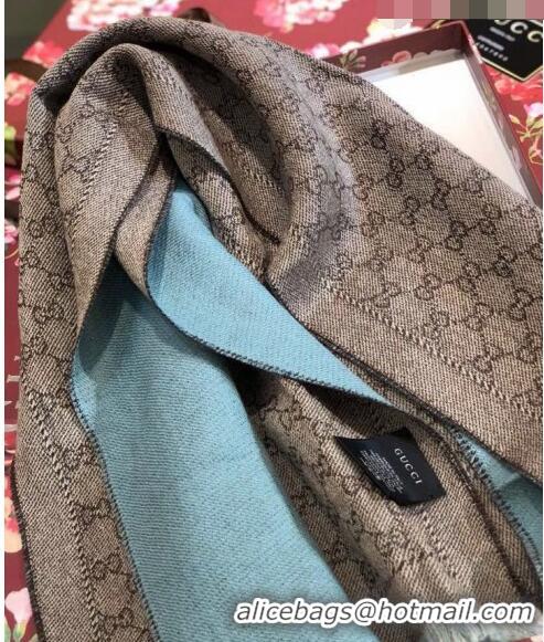 Top Design Gucci GG Wool Long Scarf 25x180cm 0628 Light Blue 2023