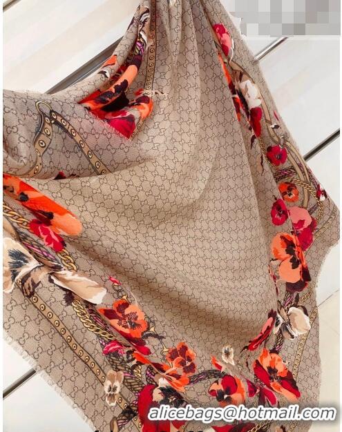 Inexpensive Gucci Flora GG Square Shawl Scarf 140cmx140cm 0705 Orange 2023