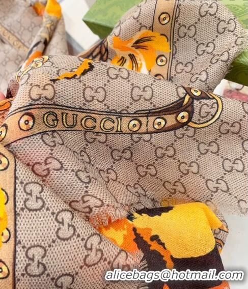 Luxurious Gucci Flora GG Square Shawl Scarf 140cmx140cm 0705 Yellow 2023