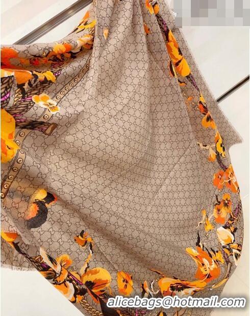 Luxurious Gucci Flora GG Square Shawl Scarf 140cmx140cm 0705 Yellow 2023