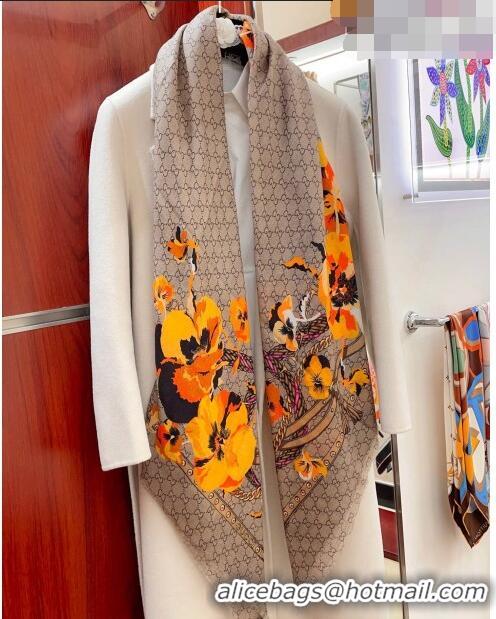 Luxurious Gucci Flora GG Square Shawl Scarf 140cmx140cm 0705 Yellow 2023