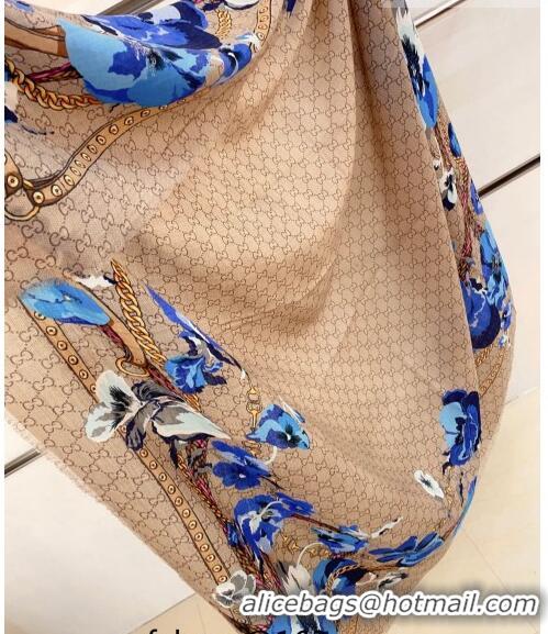 Popular Style Gucci Flora GG Square Shawl Scarf 140cmx140cm 0705 Blue 2023