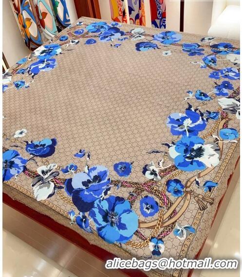 Popular Style Gucci Flora GG Square Shawl Scarf 140cmx140cm 0705 Blue 2023