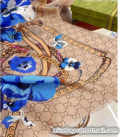 Popular Style Gucci Flora GG Square Shawl Scarf 140cmx140cm 0705 Blue 2023