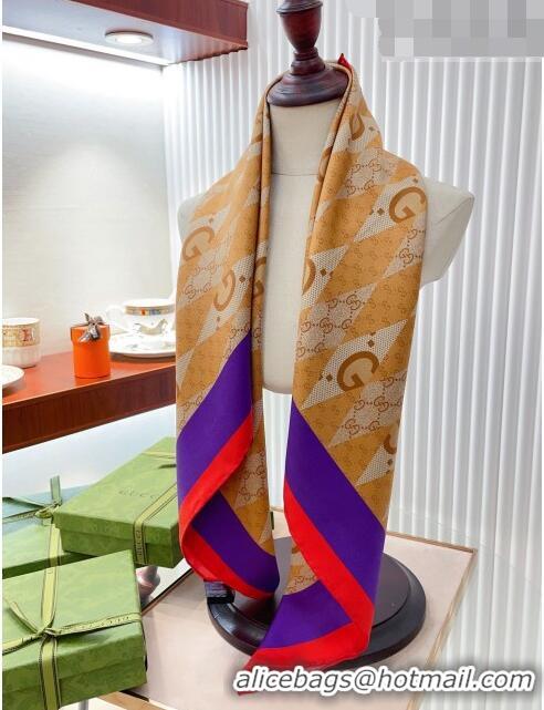 Buy Inexpensive Gucci GG Silk Square Scarf 90x90cm G71404 Brown/Purple/Red 2023