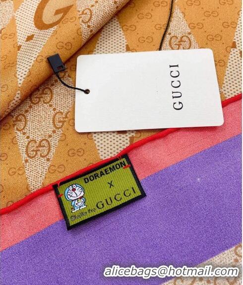 Buy Inexpensive Gucci GG Silk Square Scarf 90x90cm G71404 Brown/Purple/Red 2023