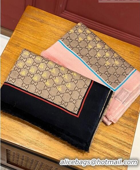 Top Grade Gucci Cashmere GG Bee Scarf 110x200cm G71406 Pink 2023