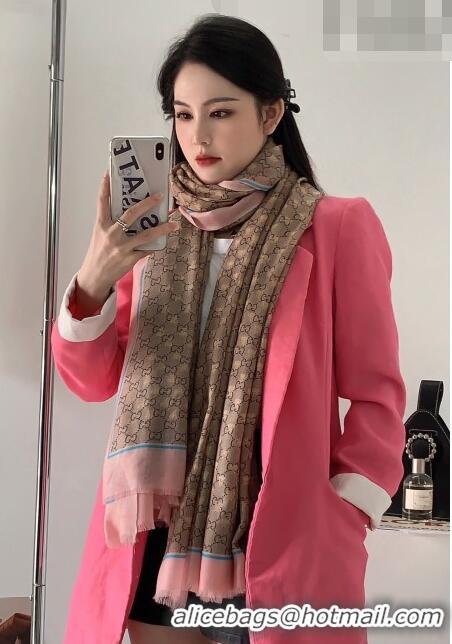 Top Grade Gucci Cashmere GG Bee Scarf 110x200cm G71406 Pink 2023