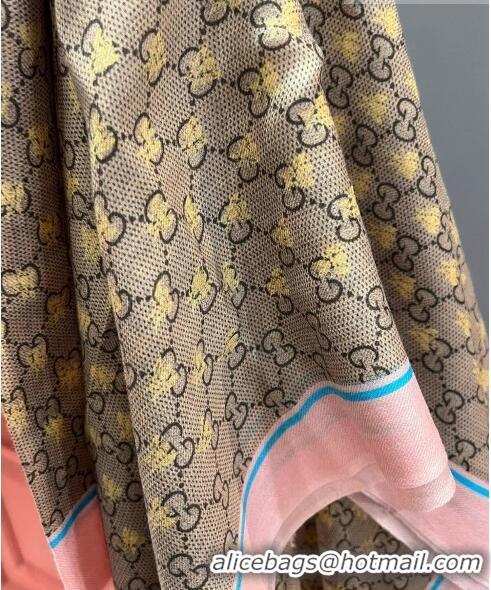 Top Grade Gucci Cashmere GG Bee Scarf 110x200cm G71406 Pink 2023