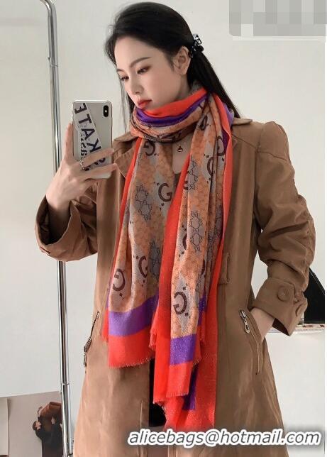 Good Looking Gucci Cashmere Long Scarf 110x200cm G71819 Red/Orange 2023