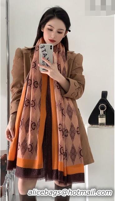 Good Taste Gucci Cashmere Long Scarf 110x200cm G71820 Black/Orange 2023