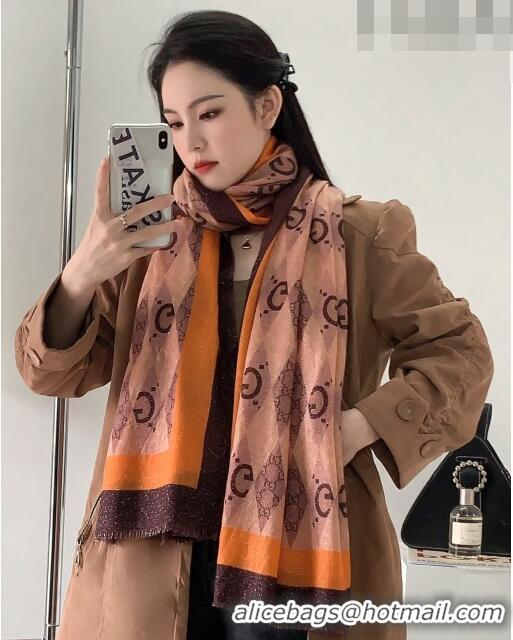 Good Taste Gucci Cashmere Long Scarf 110x200cm G71820 Black/Orange 2023