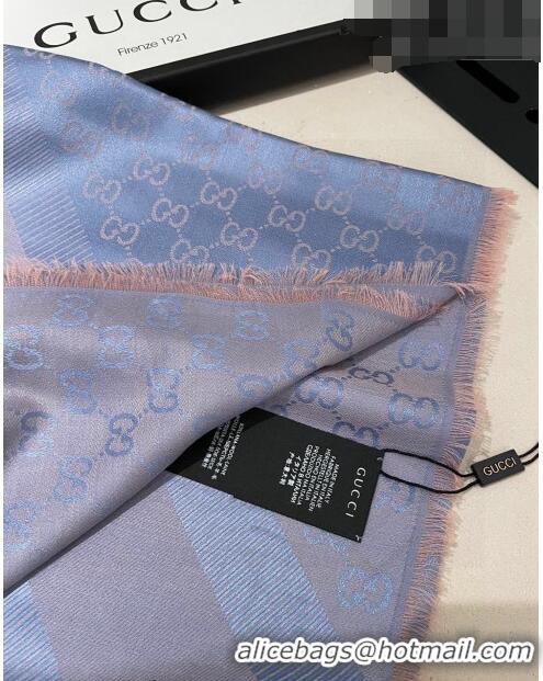 New Style Gucci Silk Square Shawl Scarf 140x140cm 0721 Light Purple 2023