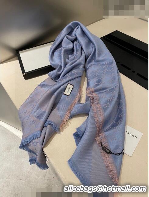 New Style Gucci Silk Square Shawl Scarf 140x140cm 0721 Light Purple 2023