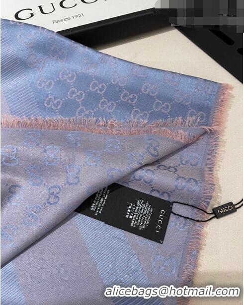 New Style Gucci Silk Square Shawl Scarf 140x140cm 0721 Light Purple 2023