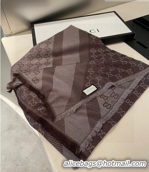 Charming Grade Gucci Silk Square Shawl Scarf 140x140cm 0721 Brown 2023