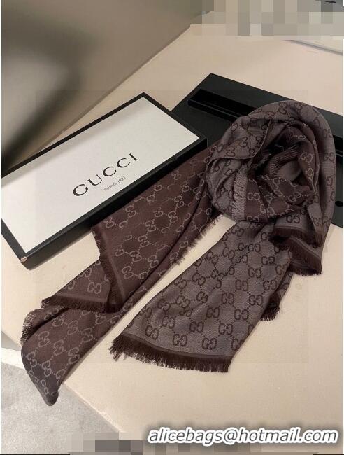 Charming Grade Gucci Silk Square Shawl Scarf 140x140cm 0721 Brown 2023