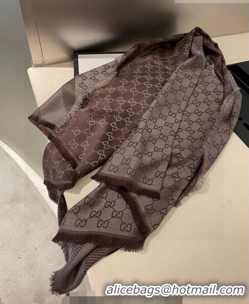 Charming Grade Gucci Silk Square Shawl Scarf 140x140cm 0721 Brown 2023