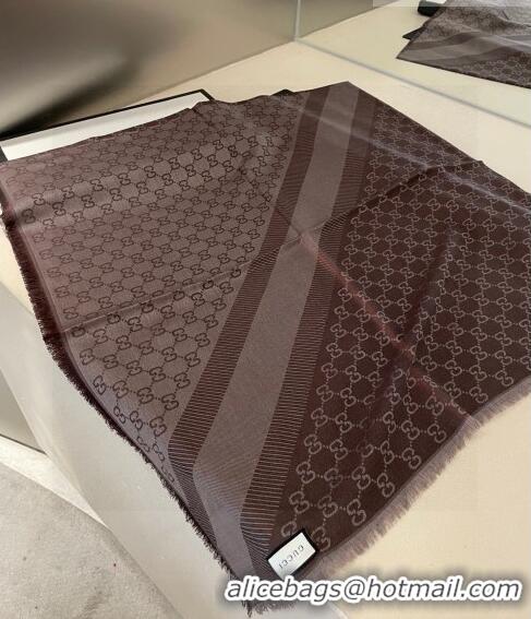 Charming Grade Gucci Silk Square Shawl Scarf 140x140cm 0721 Brown 2023