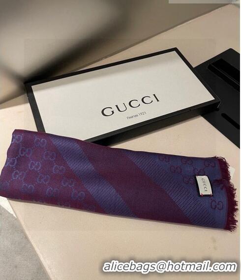 Luxurious Gucci Silk Square Shawl Scarf 140x140cm 0721 Dark Purple 2023