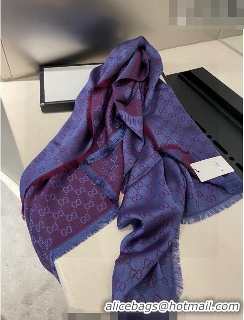 Luxurious Gucci Silk Square Shawl Scarf 140x140cm 0721 Dark Purple 2023