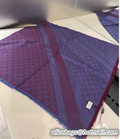 Luxurious Gucci Silk Square Shawl Scarf 140x140cm 0721 Dark Purple 2023