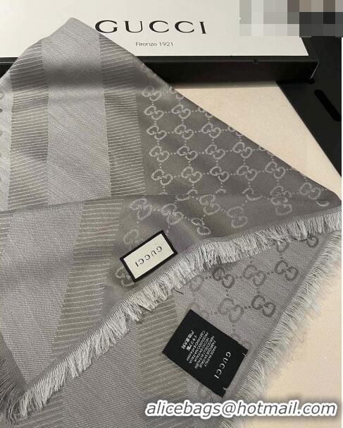 Pretty Style Gucci Silk Square Shawl Scarf 140x140cm 0721 Grey 2023