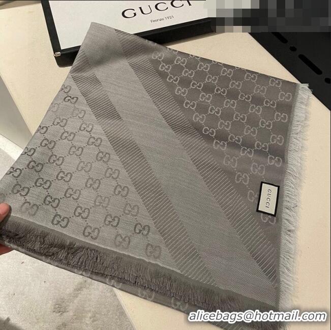 Pretty Style Gucci Silk Square Shawl Scarf 140x140cm 0721 Grey 2023