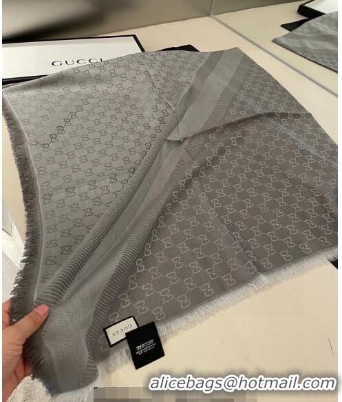 Pretty Style Gucci Silk Square Shawl Scarf 140x140cm 0721 Grey 2023