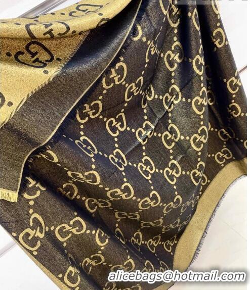 Top Design Gucci Jumbo GG Square Shawl Scarf 140x140cm 0726 Black/Gold 2023