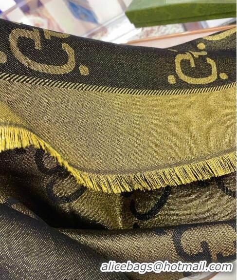 Top Design Gucci Jumbo GG Square Shawl Scarf 140x140cm 0726 Black/Gold 2023