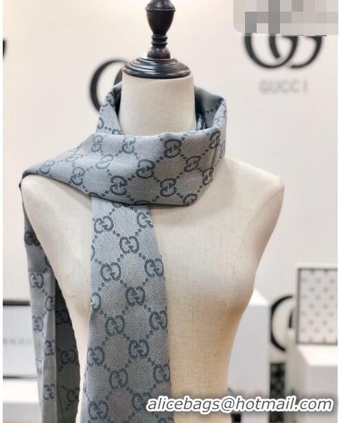 Buy Fashionable Gucci GG Wool Long Scarf 48x180cm 0803 Grey 2023