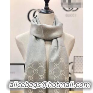 Super Quality Gucci GG Wool Long Scarf 48x180cm 0803 Light Grey 2023