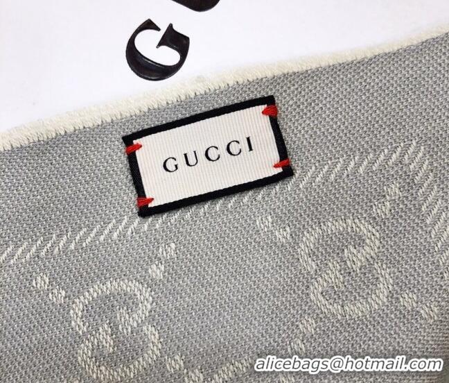 Super Quality Gucci GG Wool Long Scarf 48x180cm 0803 Light Grey 2023