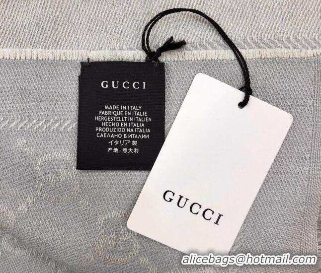 Super Quality Gucci GG Wool Long Scarf 48x180cm 0803 Light Grey 2023